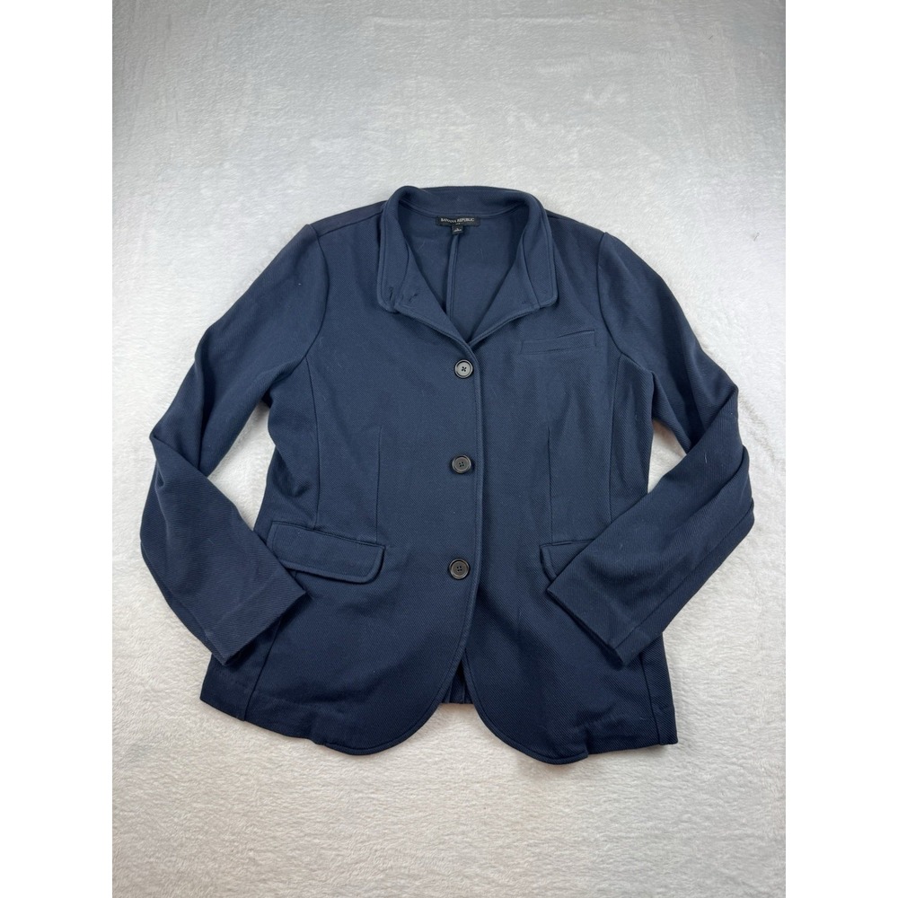 Banana Republic Navy Blue Mandarin Collar Button Blazer Jacket Women's‎ Large